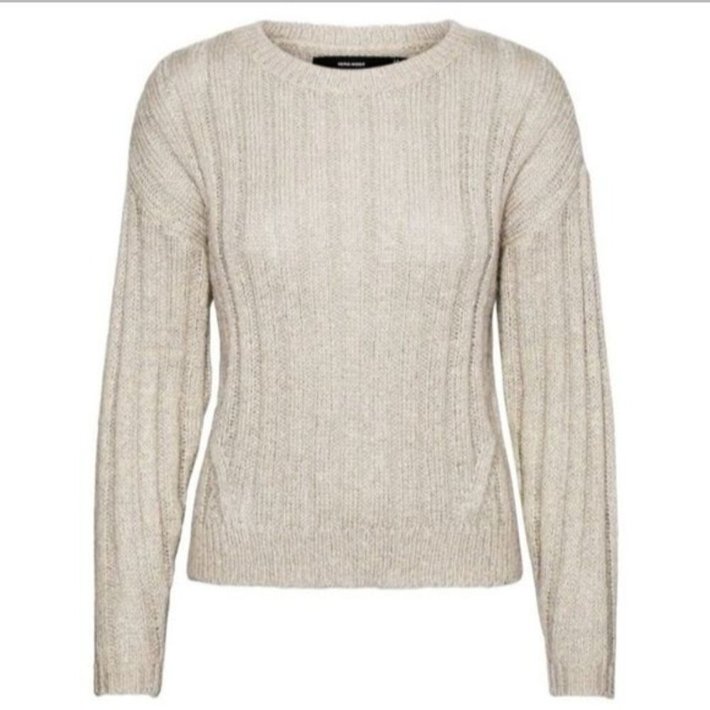 Vero Moda Gold Speck Sweater Size Medium New Neutral Sparkle Holiday Office